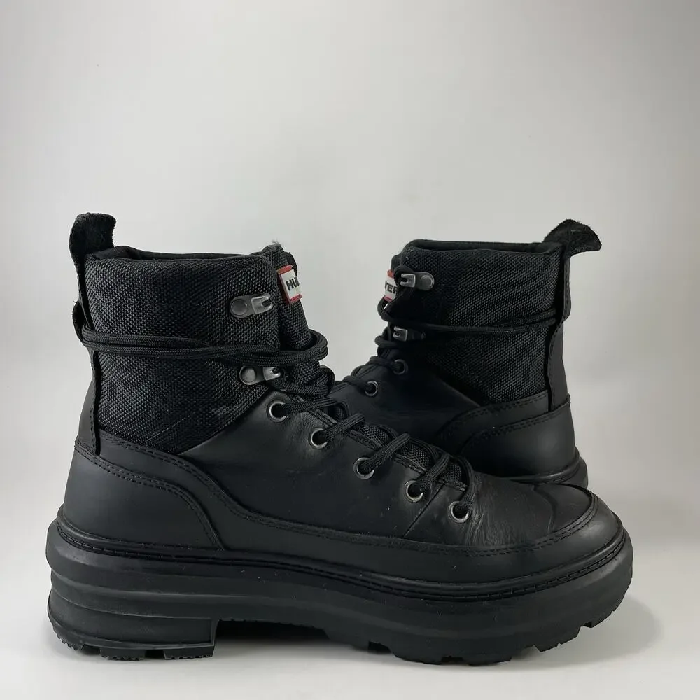 Hunter Original Commando Boots Womens Size 9 Black Waterproof Insulated Lace Up